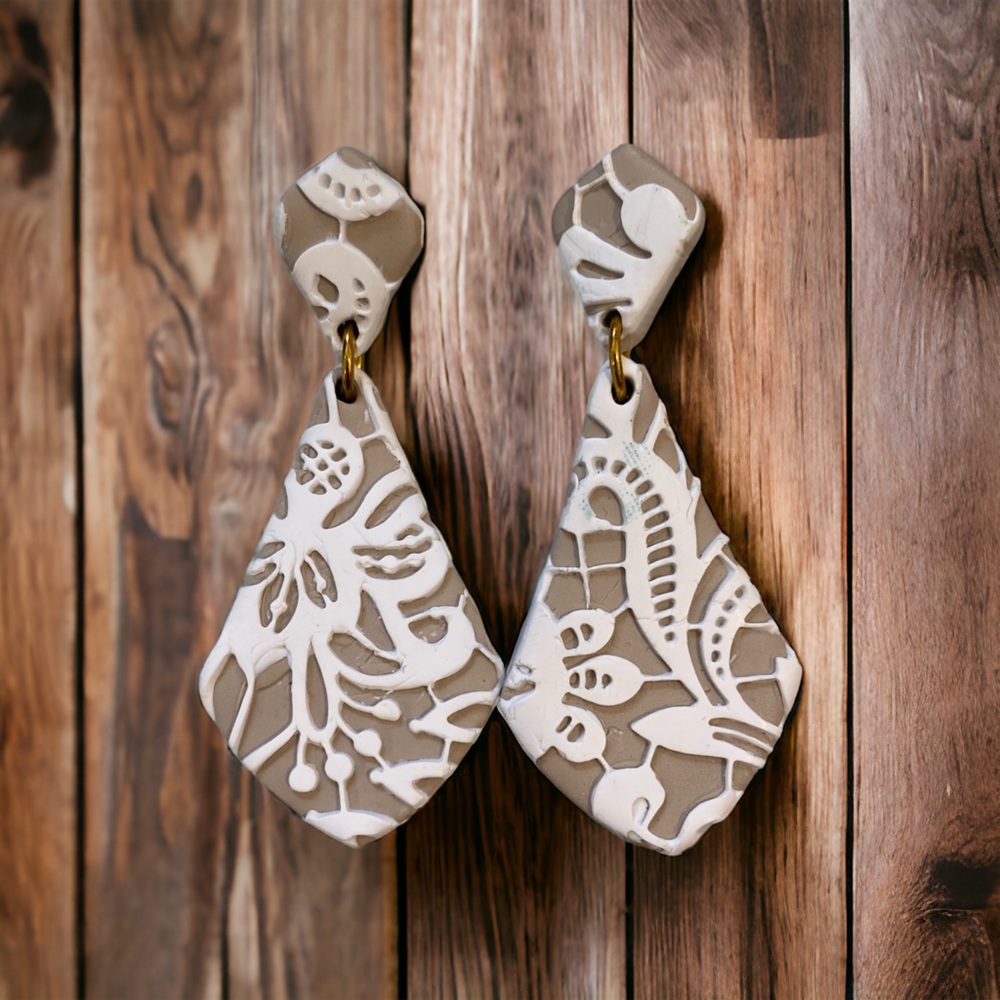 Handcrafted hand painted lace earrings